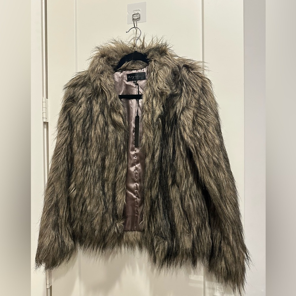 Vintage Suede Black Fur Coat